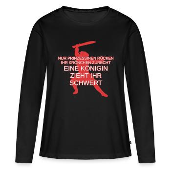 Königin Prinzessin Schwert Krönchen Krone - Frauen Premium Bio Langarmshirt - Schwarz - Vorne - Julia (174cm)