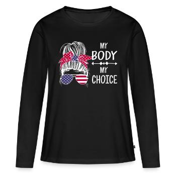 Mon corps Ma décision - T-shirt manches longues Premium bio Femme - noir - Devant - Julia (174cm)