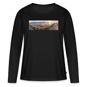 Panorama Coucher de soleil Husum - T-shirt manches longues Premium bio Femme - noir - Devant - Julia (174cm)
