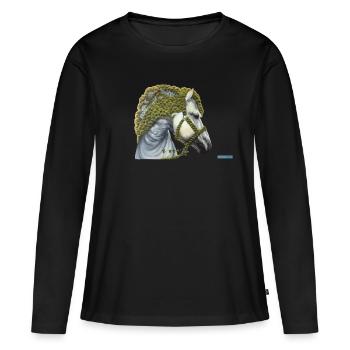 Pégase - T-shirt manches longues Premium bio Femme - noir - Devant - Julia (174cm)