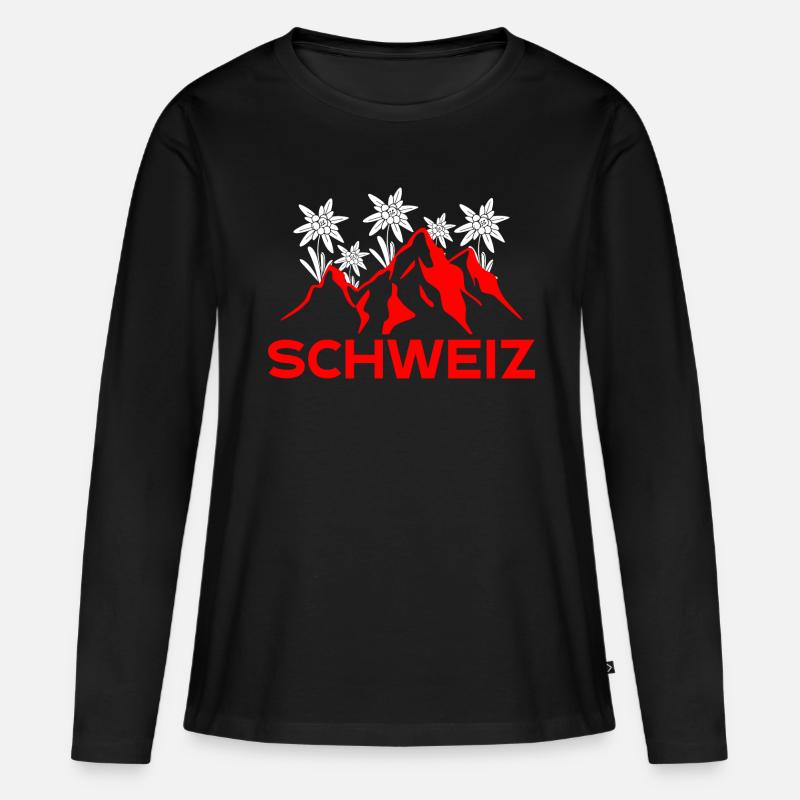 Schweizer Berge - Frauen Premium Bio Langarmshirt - Schwarz