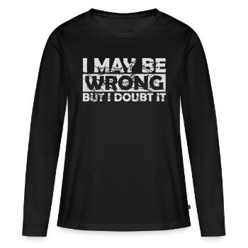 Je peux me tromper - T-shirt manches longues Premium bio Femme - noir - Devant - Julia (174cm)