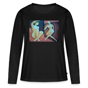 Adam et Ève - T-shirt manches longues Premium bio Femme - noir - Devant - Julia (174cm)
