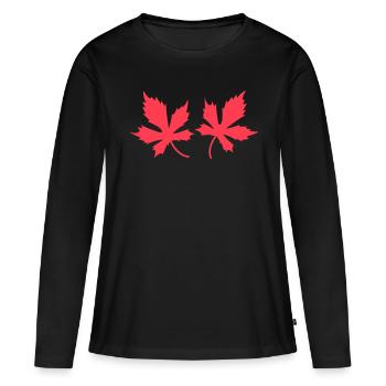 Feuilles - T-shirt manches longues Premium bio Femme - noir - Devant - Julia (174cm)