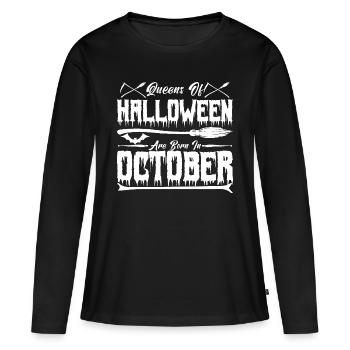 Halloween queens were born in October - Women's Premium Organic Long Sleeve Shirt - black - Front - Julia (174cm)