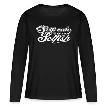 Prendre soin de soi n’est pas égoïste - T-shirt manches longues Premium bio Femme - noir - Devant - Julia (174cm)
