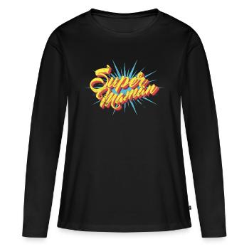 Super Maman - Famille Héros Vintage - T-shirt manches longues Premium bio Femme - noir - Devant - Julia (174cm)