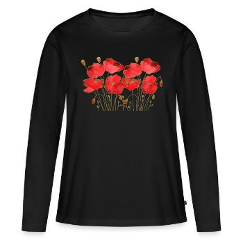 Fleur - T-shirt manches longues Premium bio Femme - noir - Devant - Julia (174cm)