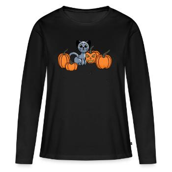 Chat de minuit - T-shirt manches longues Premium bio Femme - noir - Devant - Julia (174cm)