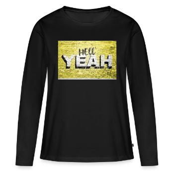 Yeah Ziegelsteinmauer Graffiti - Frauen Premium Bio Langarmshirt - Schwarz - Vorne - Julia (174cm)