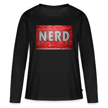 Graffiti de nerd sur un mur de briques - T-shirt manches longues Premium bio Femme - noir - Devant - Julia (174cm)