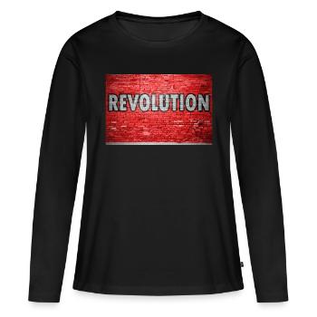 Révolution mur de briques graffiti - T-shirt manches longues Premium bio Femme - noir - Devant - Julia (174cm)