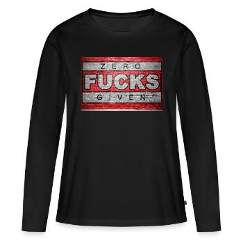 Zero Fucks Given Ziegelsteinmauer Graffiti - Frauen Premium Bio Langarmshirt - Schwarz - Vorne - Julia (174cm)