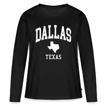 Dallas - Frauen Premium Bio Langarmshirt - Schwarz - Vorne - Julia (174cm)