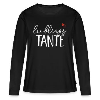 Lieblings Tante - Schwester Geschenk Liebe Familie - Frauen Premium Bio Langarmshirt - Schwarz - Vorne - Julia (174cm)