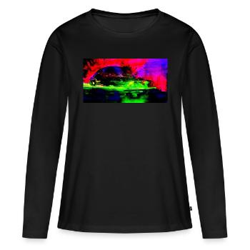 Neon Abstract Retro Car Design Coop Artist BiBi - Frauen Premium Bio Langarmshirt - Schwarz - Vorne - Julia (174cm)