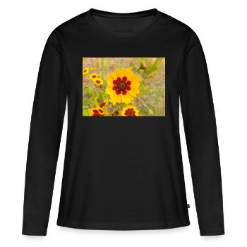 Coréopsis des plaines aussi pépins de tique dorés de jardin - T-shirt manches longues Premium bio Femme - noir - Devant - Julia (174cm)