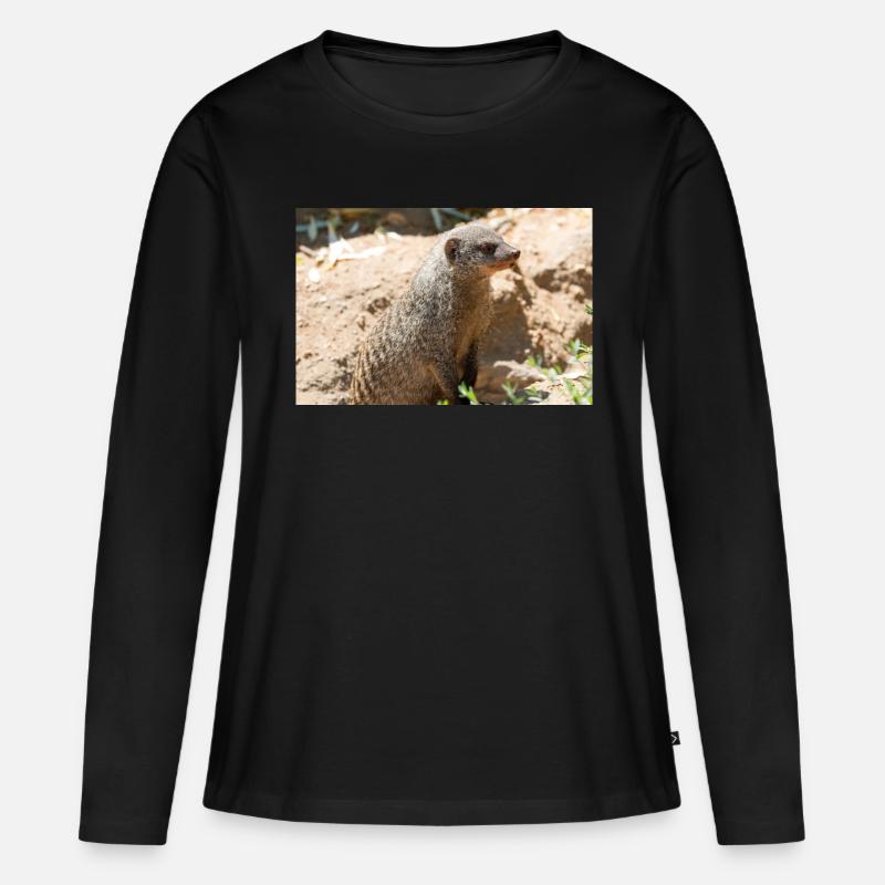 Erdmännchen (Suricata suricatta, Erdmännchen) - Frauen Premium Bio Langarmshirt - Schwarz