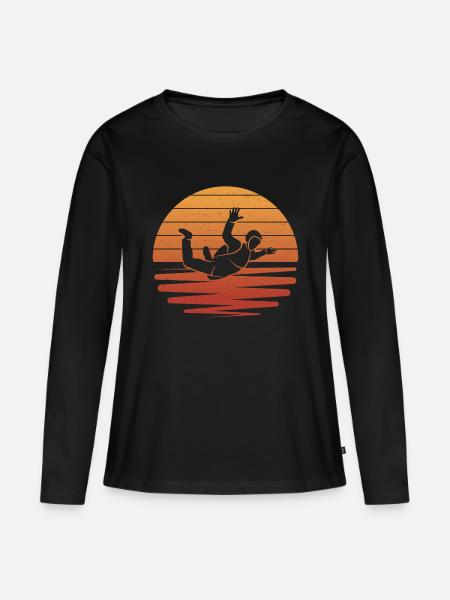 Fallschirm Skydiver Skydiving Fallschirmspringer - Frauen Premium Bio Langarmshirt - Schwarz