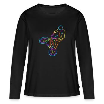 BMX Vélo Coloré Cycliste Cascade BMX - T-shirt manches longues Premium bio Femme - noir - Devant - Julia (174cm)