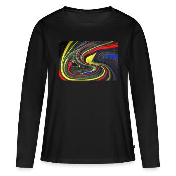 Tourbillons colorés de couleur - T-shirt manches longues Premium bio Femme - noir - Devant - Julia (174cm)