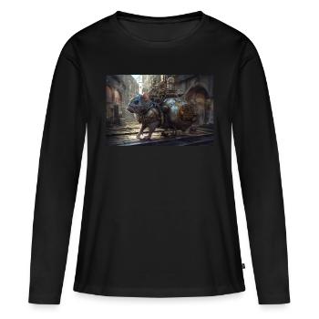 Cité des rats - T-shirt manches longues Premium bio Femme - noir - Devant - Julia (174cm)