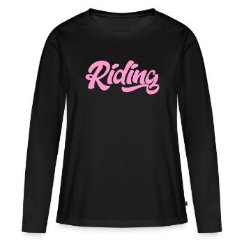 Équitation - Équitation - Cheval - Chevaux - Slogan - Dire - T-shirt manches longues Premium bio Femme - noir - Devant - Julia (174cm)