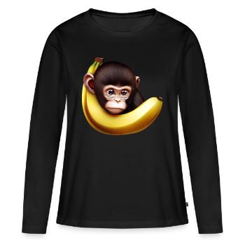 Banane à cache-cache de singe - T-shirt manches longues Premium bio Femme - noir - Devant - Julia (174cm)