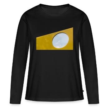 Le trou dans le mur jaune et le ciel bleu - T-shirt manches longues Premium bio Femme - noir - Devant - Julia (174cm)