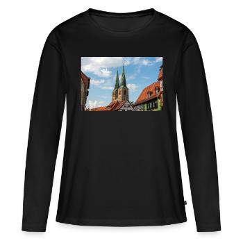 Église Saint-Nicolas Nicolas Kirche Quedlinburg - T-shirt manches longues Premium bio Femme - noir - Devant - Julia (174cm)