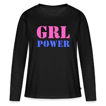Frauenpower - Frauen Premium Bio Langarmshirt - Schwarz - Vorne - Julia (174cm)