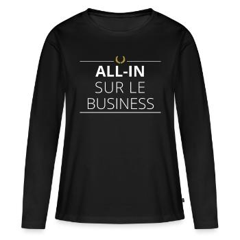 all in sur le business - T-shirt manches longues Premium bio Femme - noir - Devant - Julia (174cm)