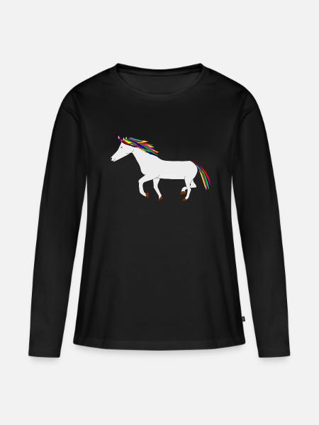 buntes Einhorn - Frauen Premium Bio Langarmshirt - Schwarz