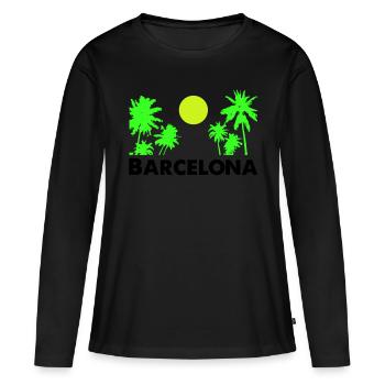 Barcelone - T-shirt manches longues Premium bio Femme - noir - Devant - Julia (174cm)