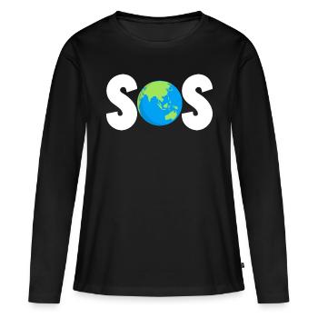 sos Design pour un amoureux de l’écologie - T-shirt manches longues Premium bio Femme - noir - Devant - Julia (174cm)