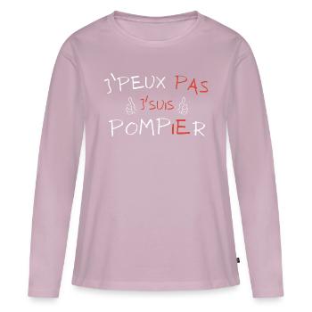 Ich kann nicht, ich bin Feuerwehrmann - Frauen Premium Bio Langarmshirt - Altrosa - Vorne - Julia (174cm)