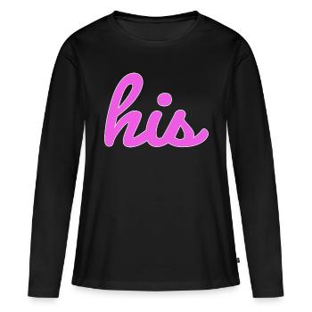 hers-his couple tshirts - T-shirt manches longues Premium bio Femme - noir - Devant - Julia (174cm)