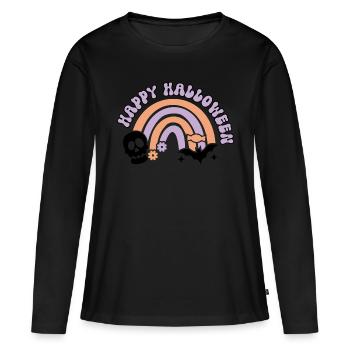Happy Halloween arc en ciel - T-shirt manches longues Premium bio Femme - noir - Devant - Julia (174cm)