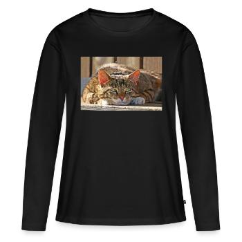 Katzen - Frauen Premium Bio Langarmshirt - Schwarz - Vorne - Julia (174cm)