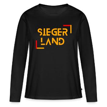 Siegerland - das modische Siegerland Design -- SI - Frauen Premium Bio Langarmshirt - Schwarz - Vorne - Julia (174cm)