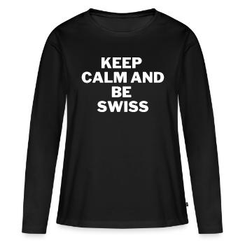 Être suisse - T-shirt manches longues Premium bio Femme - noir - Devant - Julia (174cm)