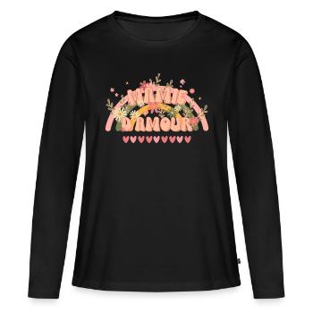 Fête des grands-mères Mamie d'amour style groovy - T-shirt manches longues Premium bio Femme - noir - Devant - Julia (174cm)