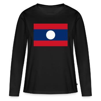 Laos flag / Drapeau Laos - T-shirt manches longues Premium bio Femme - noir - Devant - Julia (174cm)