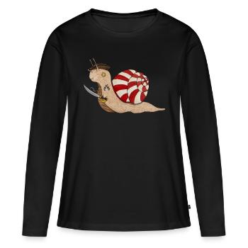 Piratenschnecke Pirat Schnecke Seeräuber Freibeute - Frauen Premium Bio Langarmshirt - Schwarz - Vorne - Julia (174cm)