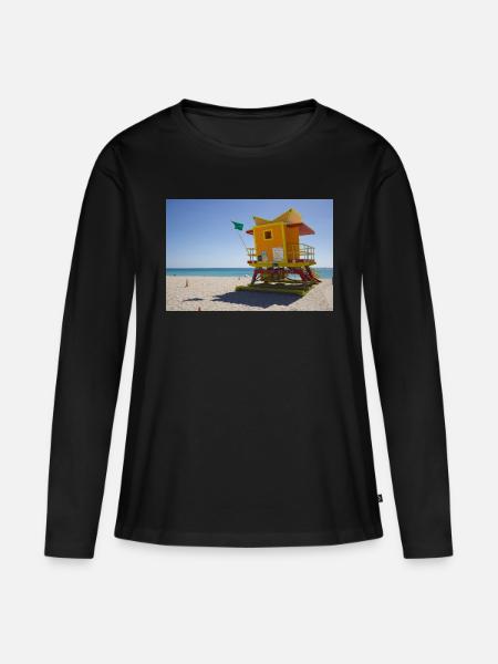 Miami Beach - Frauen Premium Bio Langarmshirt - Schwarz