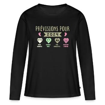 Prévisions pour 2024,future mama,cadeaux grossesse - T-shirt manches longues Premium bio Femme - noir - Devant - Julia (174cm)
