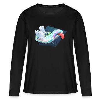 crazy sneaker - Frauen Premium Bio Langarmshirt - Schwarz - Vorne - Julia (174cm)