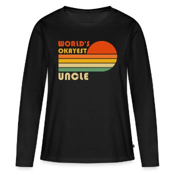 World’s Okayest Uncle Drôle Rétro Vintage - T-shirt manches longues Premium bio Femme - noir - Devant - Julia (174cm)