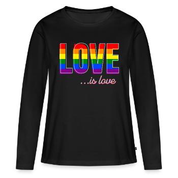 L’amour est l’amour @ Markus - T-shirt manches longues Premium bio Femme - noir - Devant - Julia (174cm)