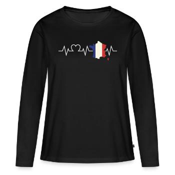 French French heartbeat France - Women's Premium Organic Long Sleeve Shirt - black - Front - Julia (174cm)